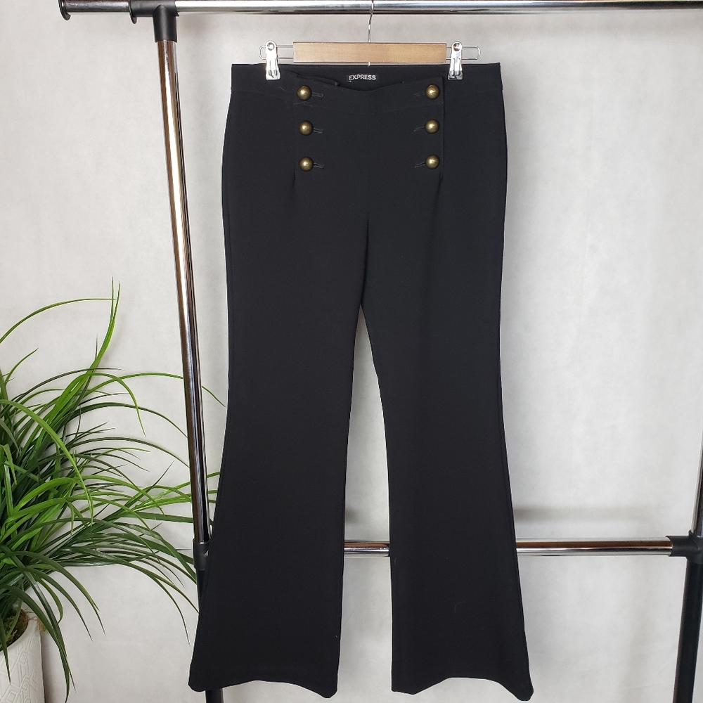 Express Button Front Black Slacks